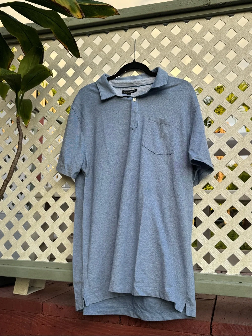 Banana Republic Light Blue Men's Polo with Chest Pocket